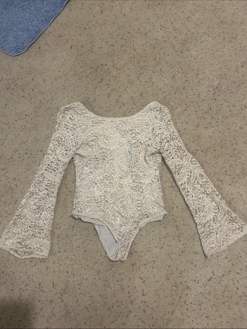 Billabong Cream Lace Bell-Sleeve One-Piece Bodysuit